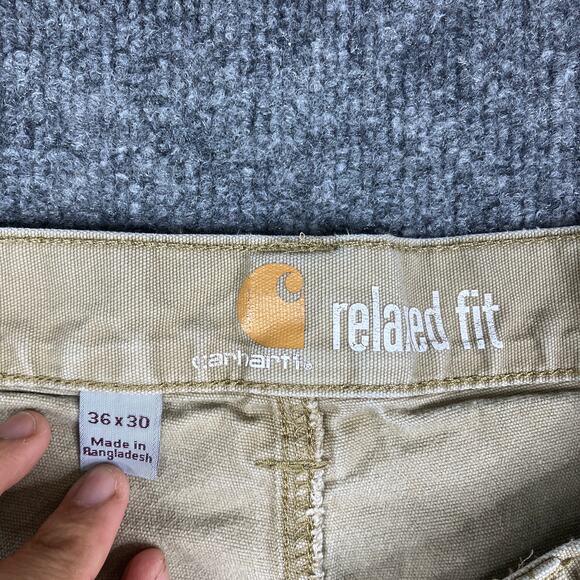 Carhartt Pants Mens Size 36x30 Khaki Relaxed Fit Stretch Workwear Casual Chino - Picture 7 of 11